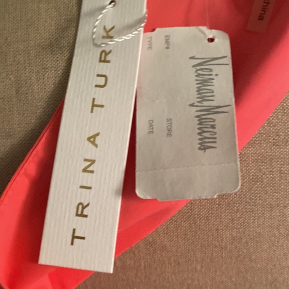 NWT Trina Turk Felisha Coral Lace Draped Halter Mini Dress in Guava - 4 - Picture 13 of 16